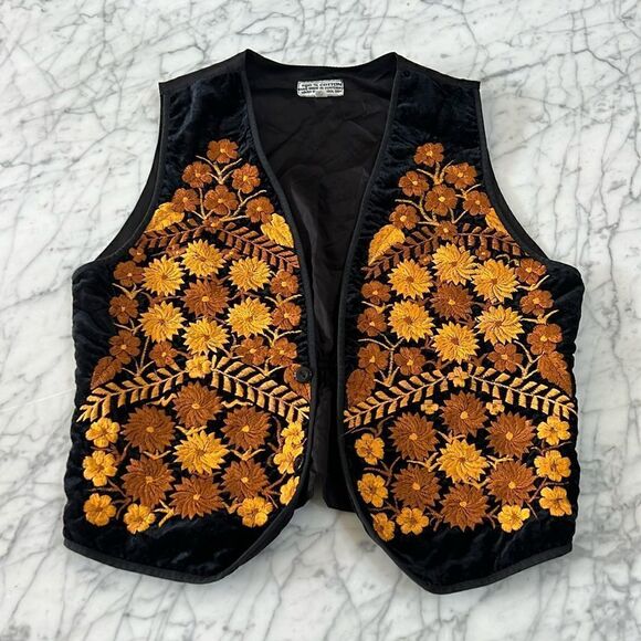 Floral Embroidered Vest Sz Womens Small - Picture 1 of 7